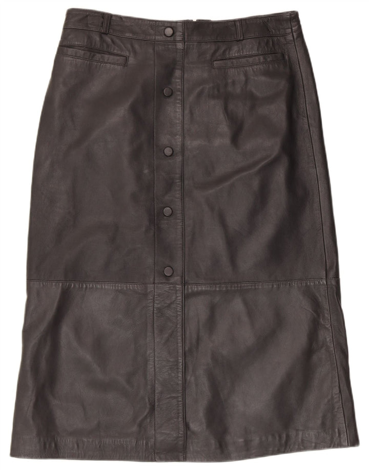 MINT VELVET Damen Lederrock UK 14 Large W34 Schwarzes Leder