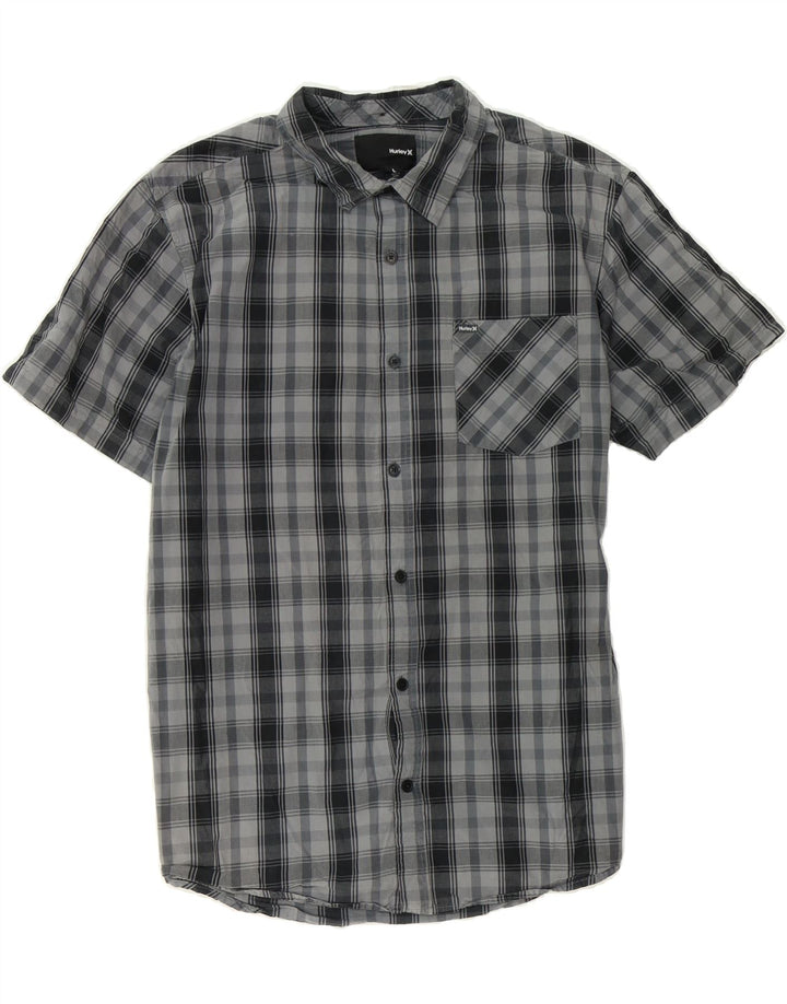 HURLEY Mens Short Sleeve Shirt Large Grey Check Cotton Vintage Hurley and Second-Hand Hurley from Messina Hembry 
