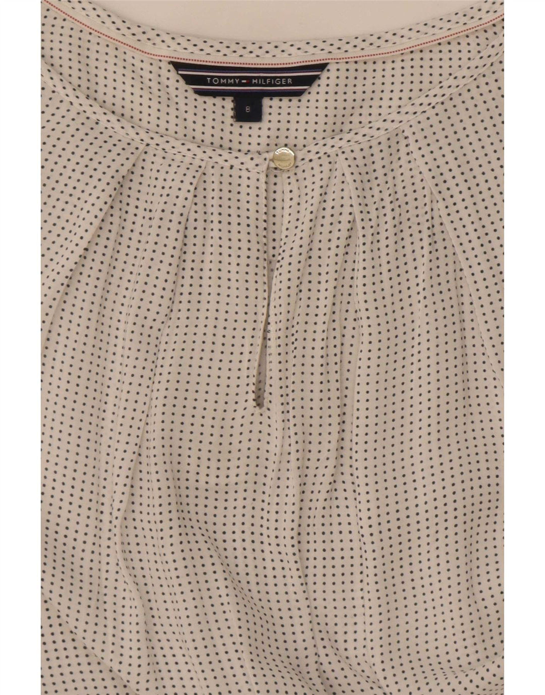 Tommy Hilfiger Damen-Blusenoberteil mit 3/4-Ärmeln, US-Größe 8, mittelweiß gefleckt