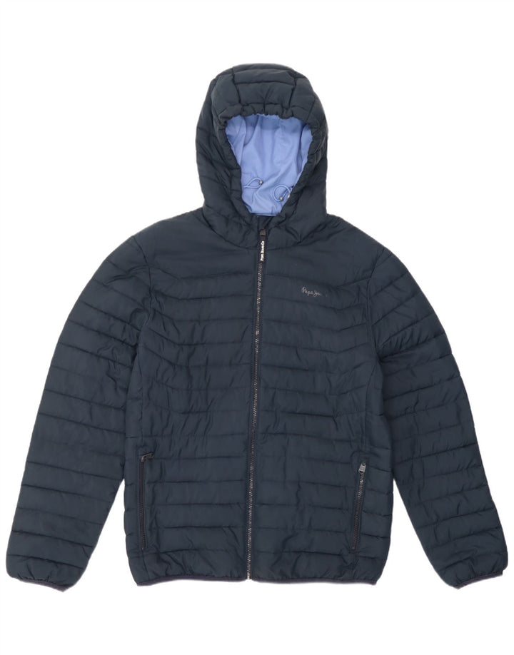 PEPE Jeans Herren-Jacke mit Kapuze, gepolstert, UK 38, mittelmarineblau, Polyester