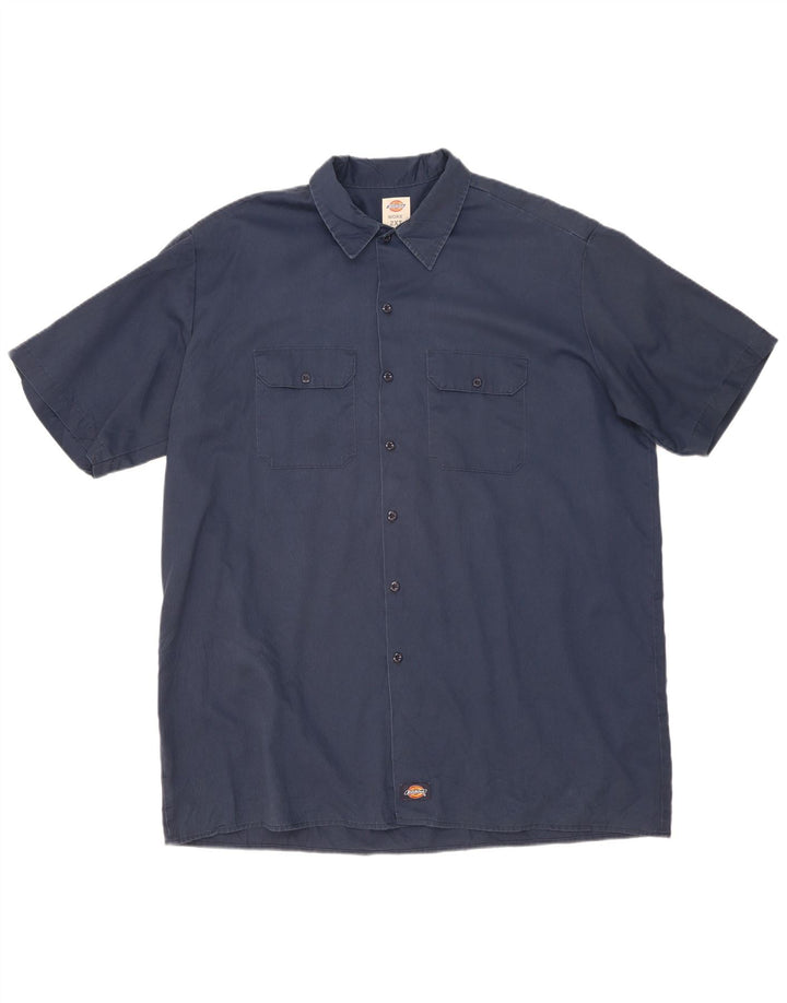 DICKIES Herren-Kurzarmhemd 2XL Marineblau Polyester