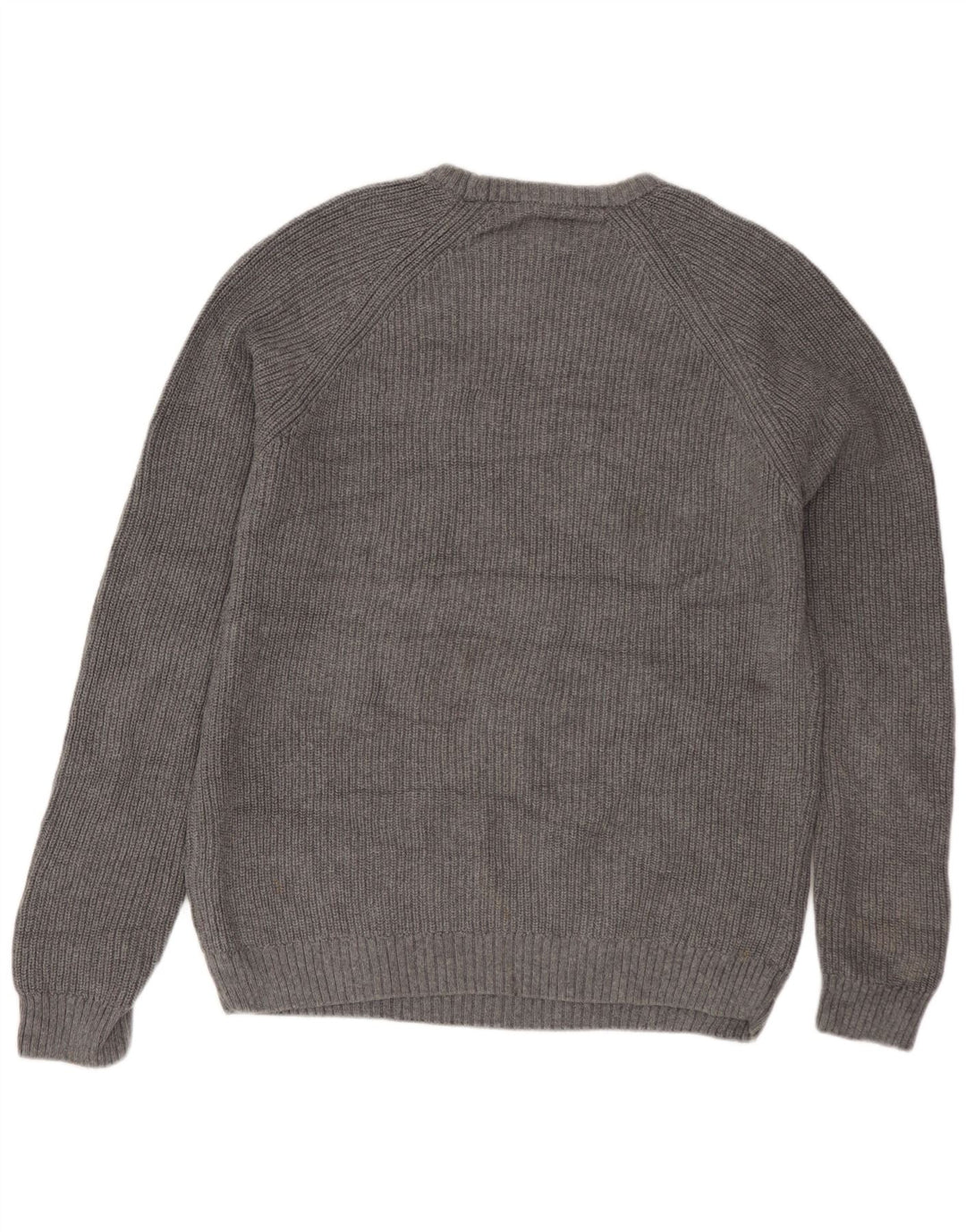 Zara Herren-Pullover mit U-Boot-Ausschnitt, mittelgraue Baumwolle