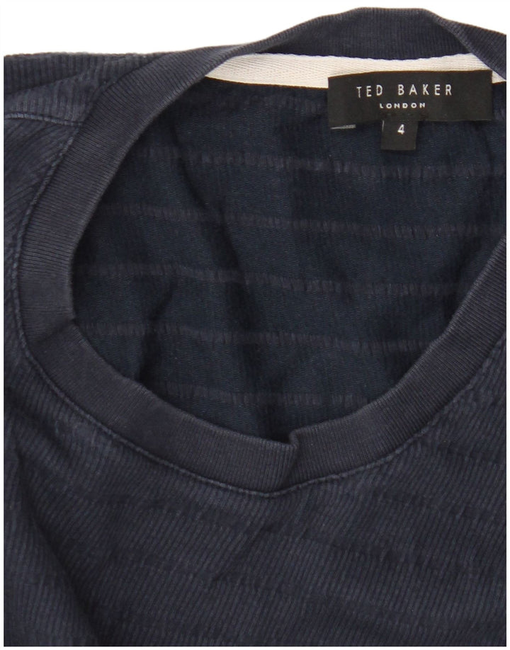 Ted Baker Herren T-Shirt Top Größe 4 Large Marineblau Baumwolle