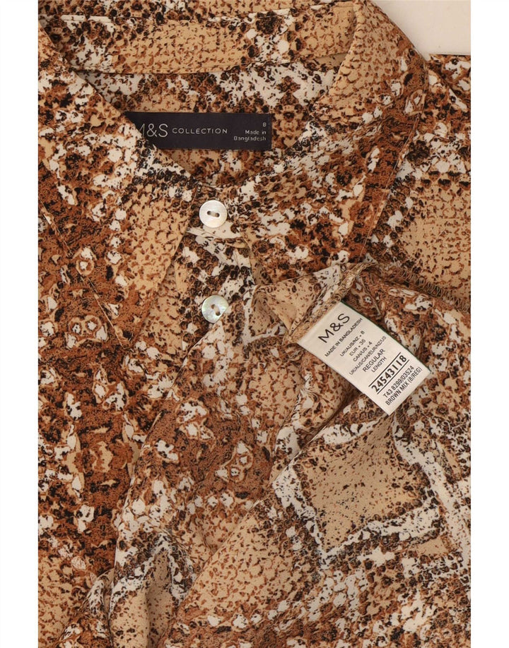 Marks & Spencer Damen-Hemdbluse, Größe S, Größe S, braun, Polyester mit Animal-Print