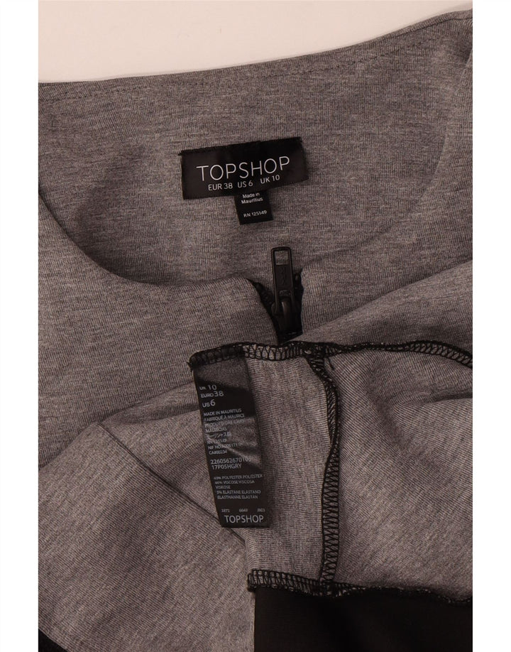 Topshop Damen-Blazer mit durchgehendem Reißverschluss, Gr. 10, Größe S, Grau, Farbblock