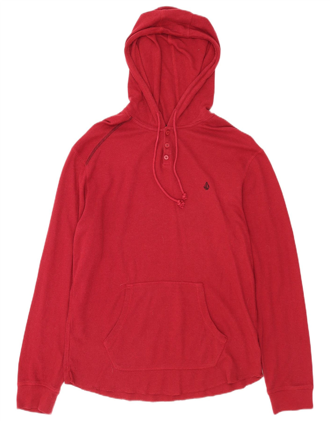 Volcom Herren-Kapuzenpullover mit Knopfkragen, groß, rote Baumwolle
