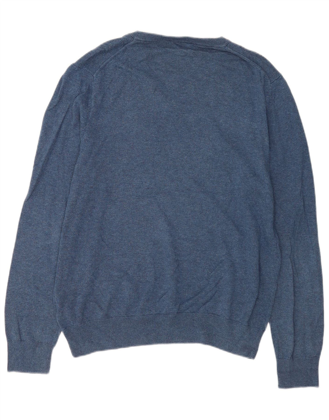 Marks & Spencer Herren-Pullover mit V-Ausschnitt, groß, aus blauer Baumwolle