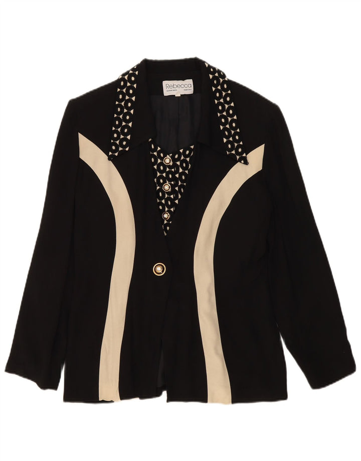 Rebecca Damen-Blazer mit 1 Knopf, Größe IT 42, Mittelschwarz, Farbblock