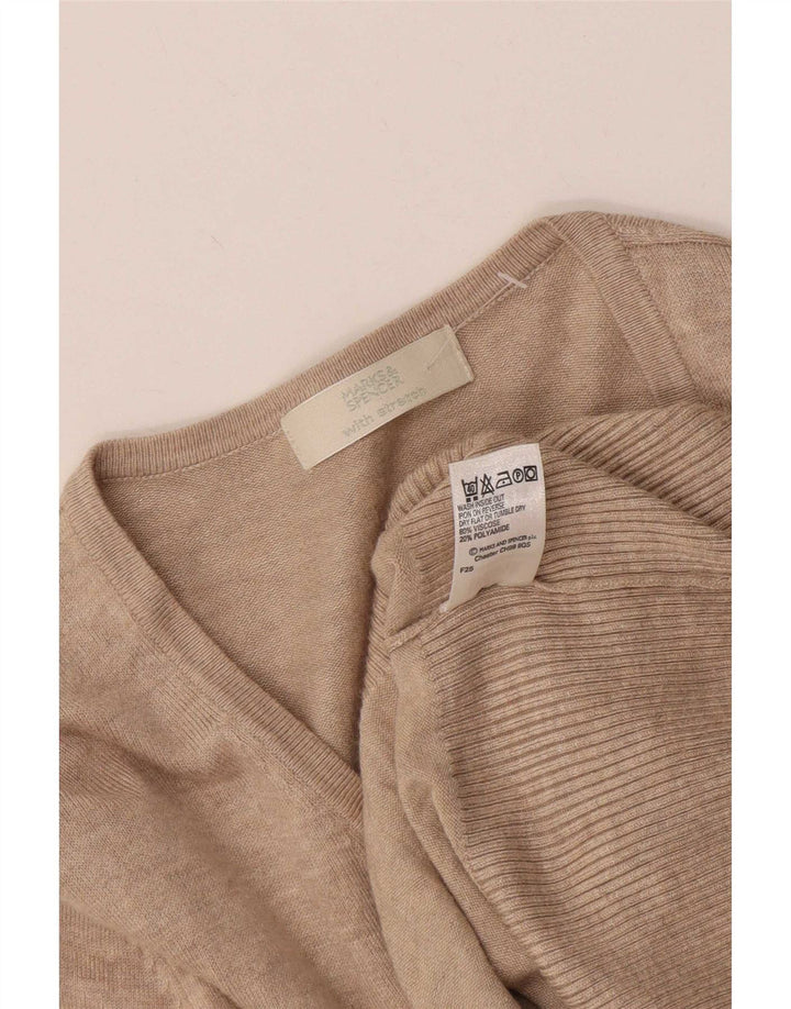 Marks & Spencer Damen-Strickjacke mit 3/4-Ärmeln, UK 12, Mittelbeige