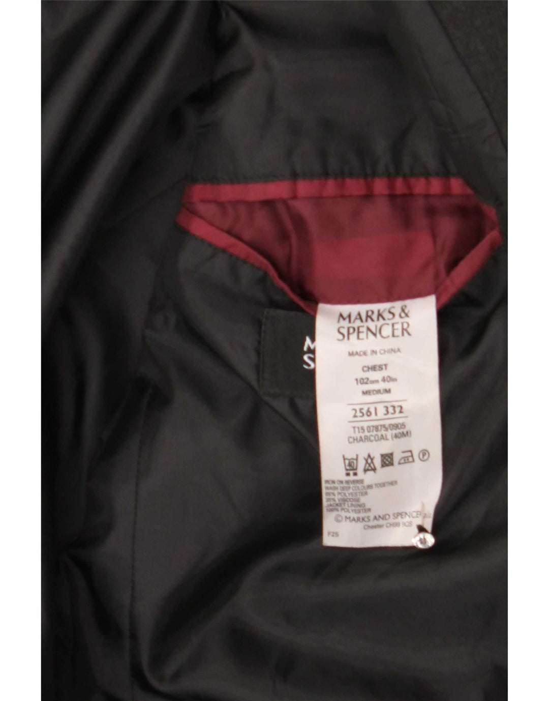 Marks & Spencer Herren-Blazer mit 2 Knöpfen, UK 40, Mittelschwarz, Polyester