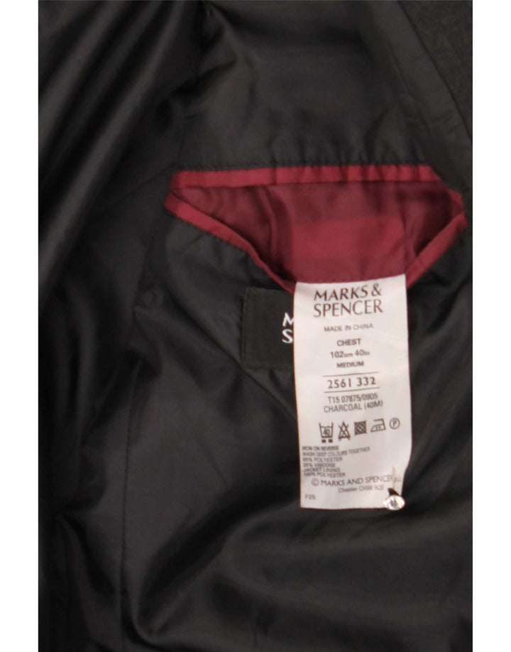 Marks & Spencer Herren-Blazer mit 2 Knöpfen, UK 40, Mittelschwarz, Polyester