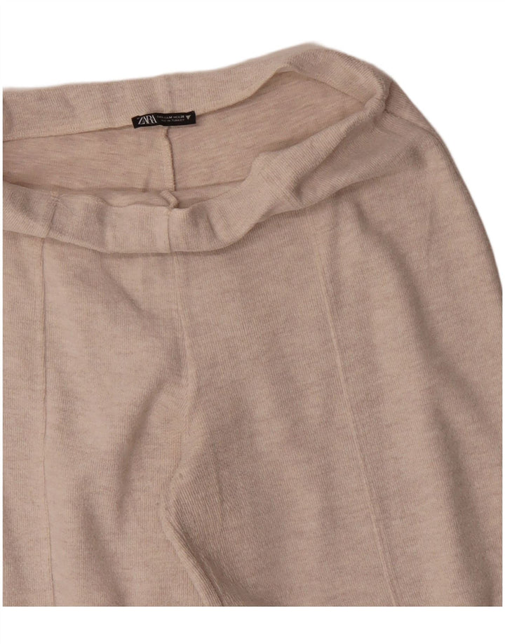 Zara Damen-Trainingshose mit weitem Bein, UK 12, Mittelbeige