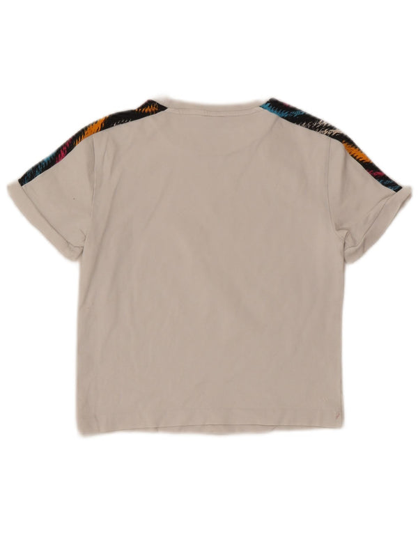 Puma Damen Crop Graphic T-Shirt Top UK 8 Small Weiß Farbblock