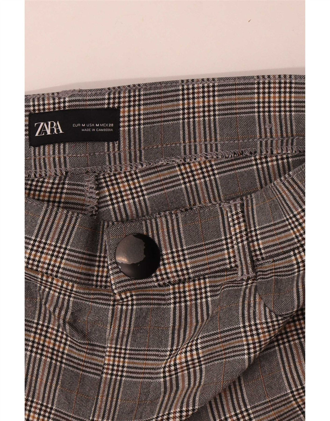 Schmale Freizeithose für Damen von Zara, mittelgroß, W28, L28, graue Hahnentritt-Viskose