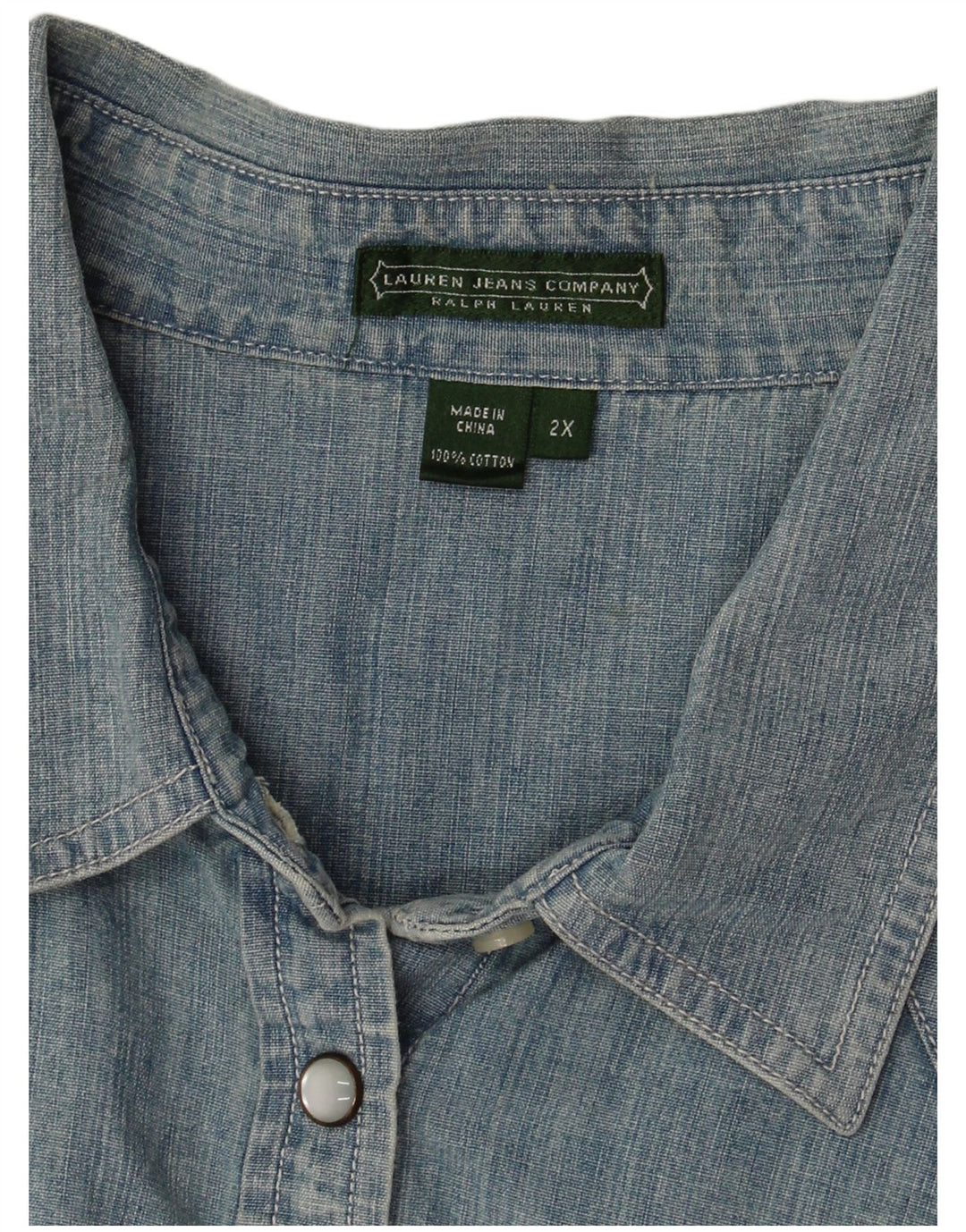 Ralph Lauren Damen-Oversize-Jeanshemd, UK 20 2XL, blaue Baumwolle