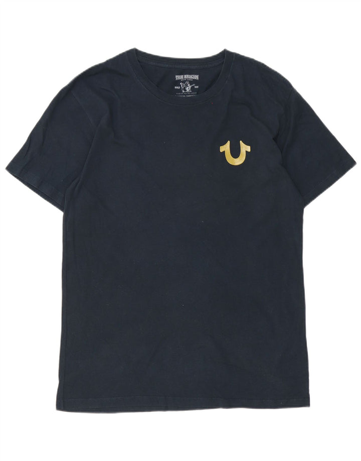 True Religion Herren-T-Shirt mit Grafik, mittlere Marineblau-Baumwolle