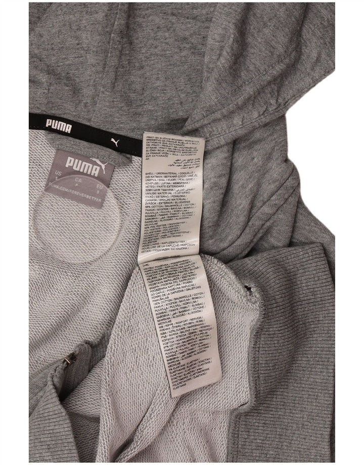 Puma Herren-Kapuzenpullover mit Reißverschluss, klein, graue Baumwolle