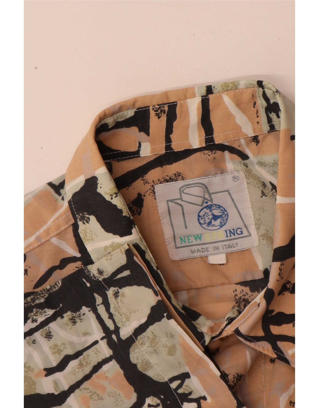 Vintage Herren-Kurzarmshirt mit abstraktem Muster, groß, mehrfarbig