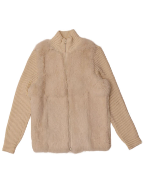 Zara Damen Strickjacke UK 12 Medium Off White Acryl