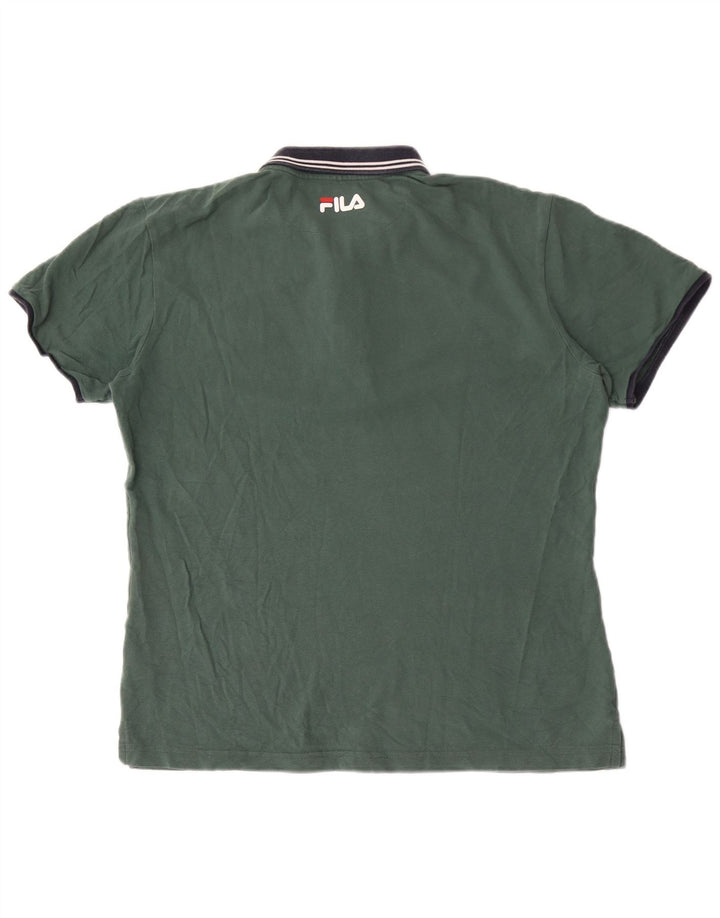 Fila Herren-Poloshirt, groß, grüne Colourblock-Baumwolle