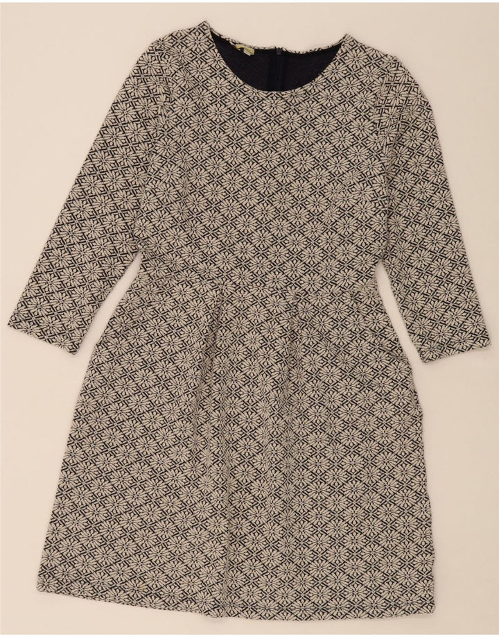 HOBBS Womens 3/4 Sleeve Basic Dress UK 12 Medium  White Floral Vintage Hobbs and Second-Hand Hobbs from Messina Hembry 