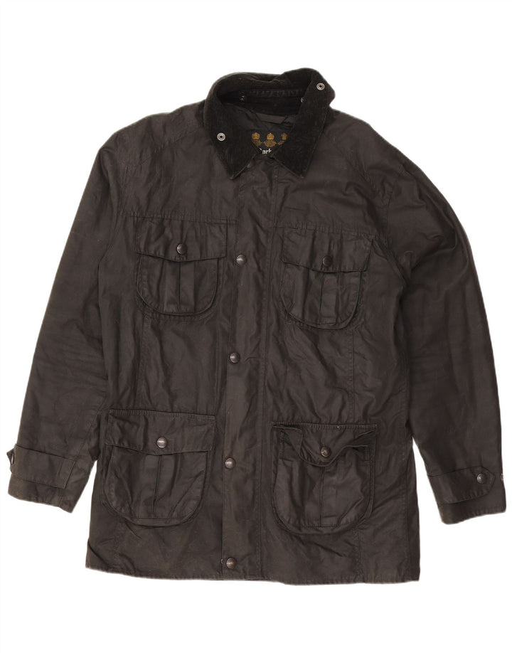 Barbour Herrenjacke aus gewachster Baumwolle, Größe 40, Schwarz