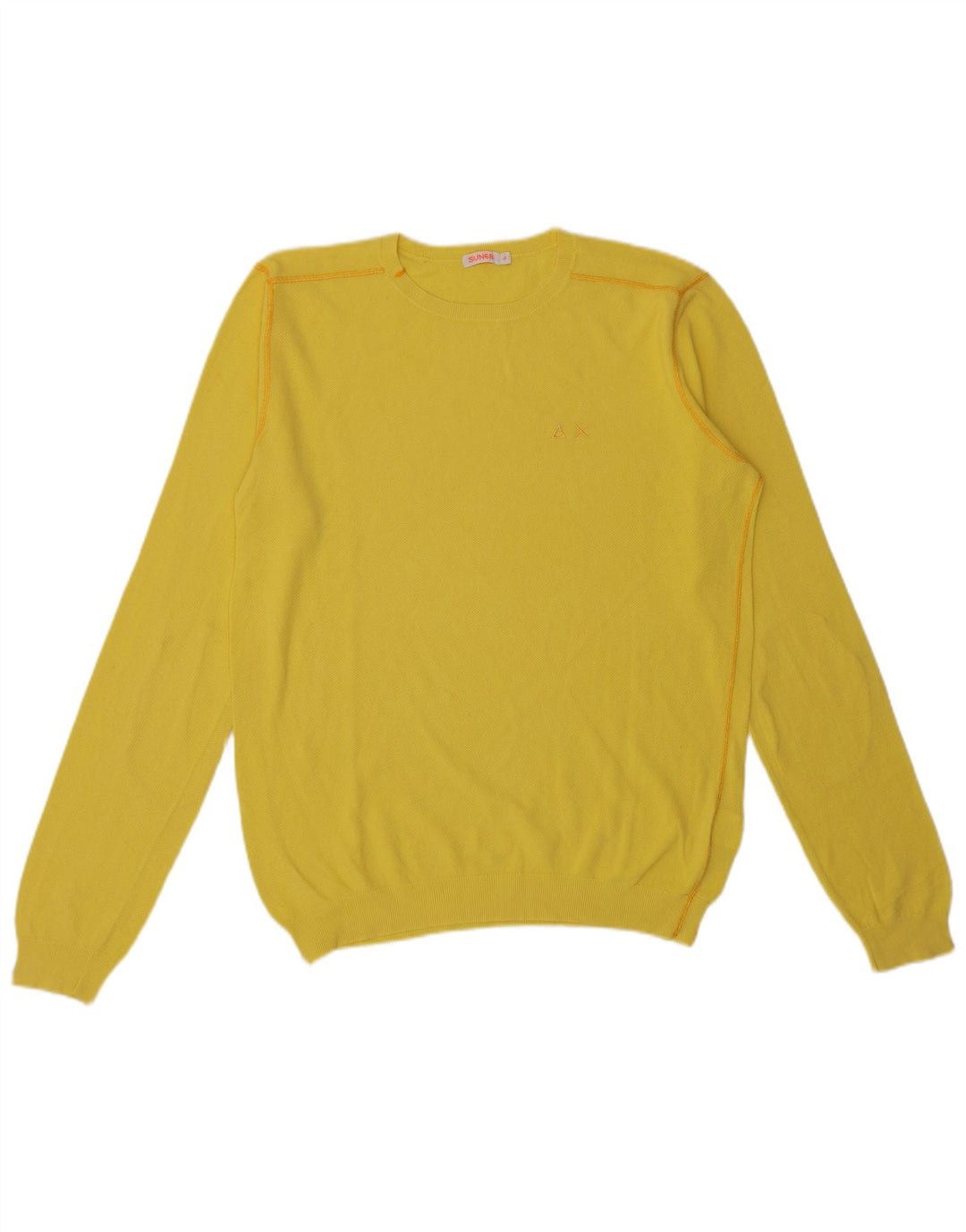 Sun68 Herren-Pullover mit Rundhalsausschnitt, XL, gelbe Baumwolle