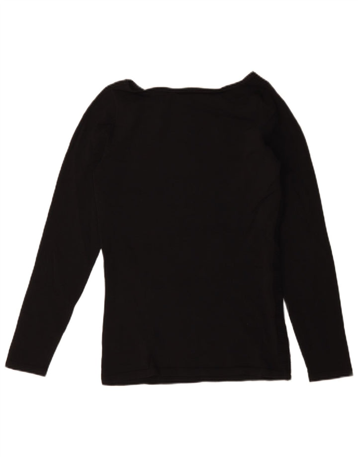 Coast Damen Top Langarm UK 10 Small Schwarz gestreifte Viskose
