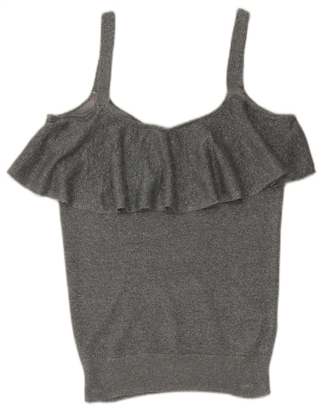 Oasis Damen Crop Cami Top UK 6 XS Silber meliert Viskose