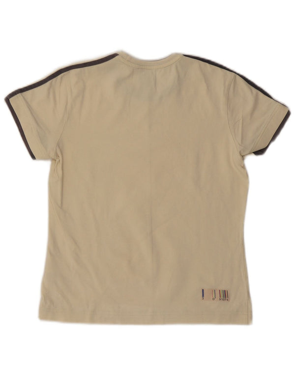 ADIDAS Damen Grafik T-Shirt Top UK 10 Small Off White Cotton