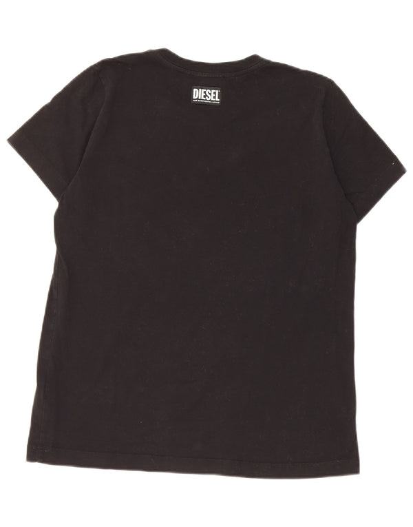 Diesel Womens Graphic T-Shirt Top UK 10 Small Schwarz Baumwolle