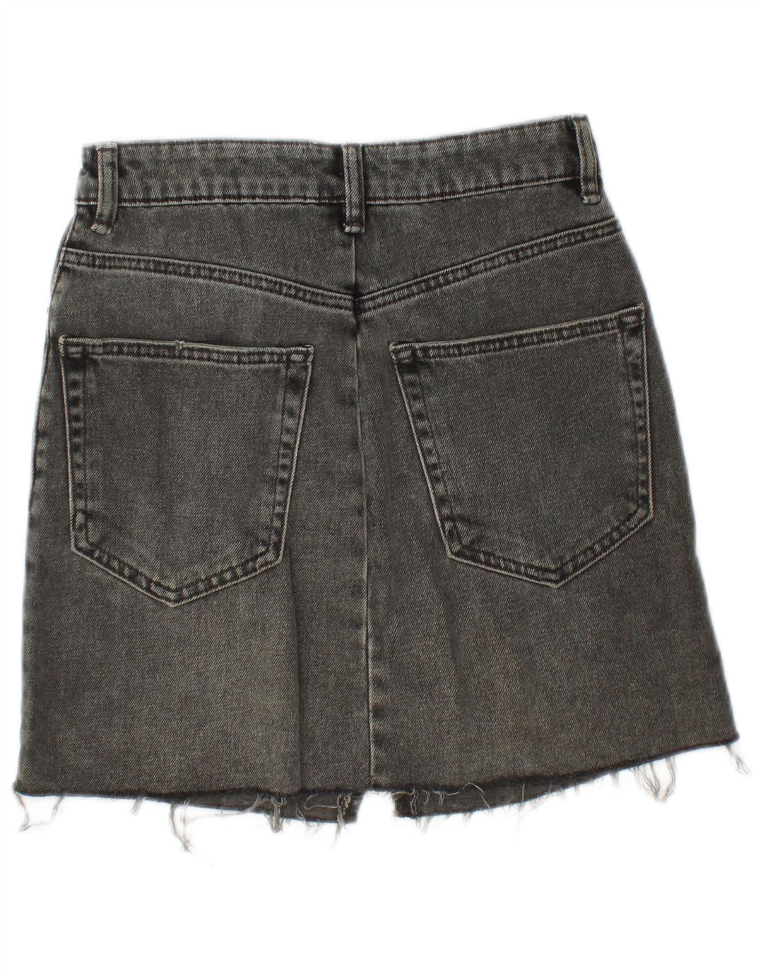 ZARA Womens Denim Skirt XS W24  Grey Cotton