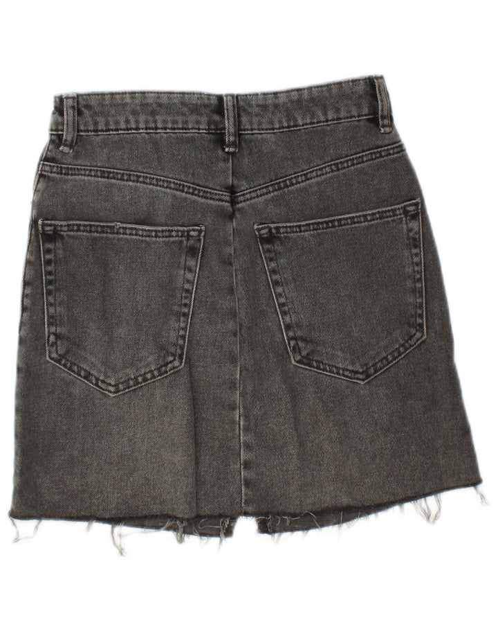 ZARA Womens Denim Skirt XS W24  Grey Cotton