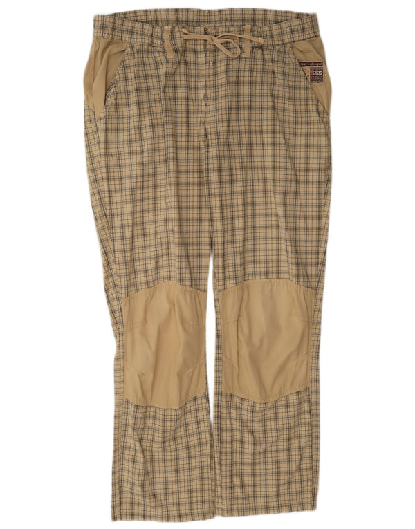 Think Pink Damen-Freizeithose, gerade, XL, W36, L28, beige karierte Baumwolle