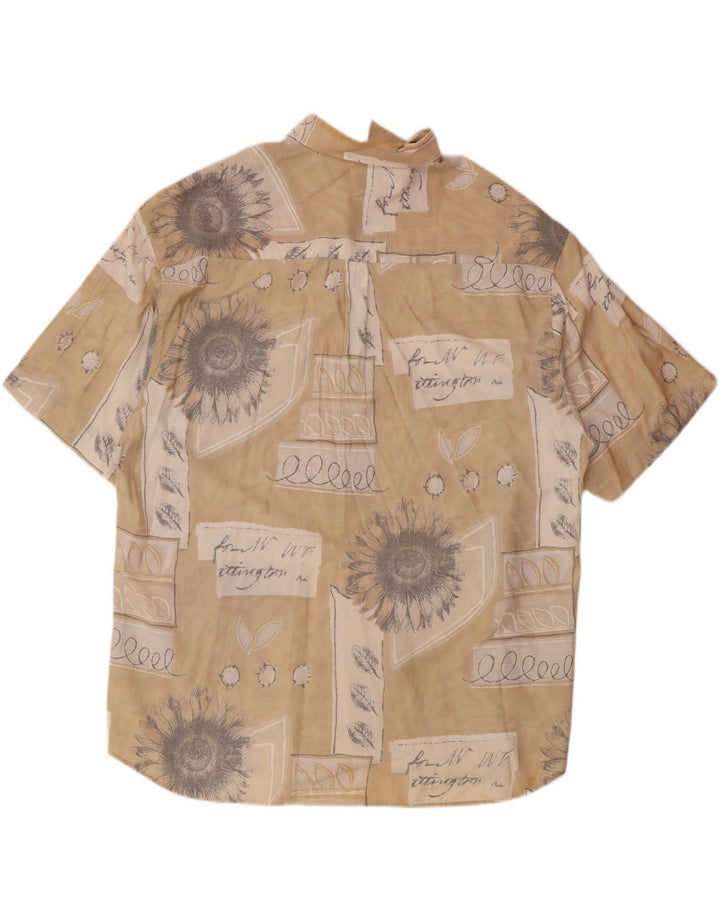 VIA CORTESA Herren Kurzarmhemd Größe 43/44 XL Beige Patchwork