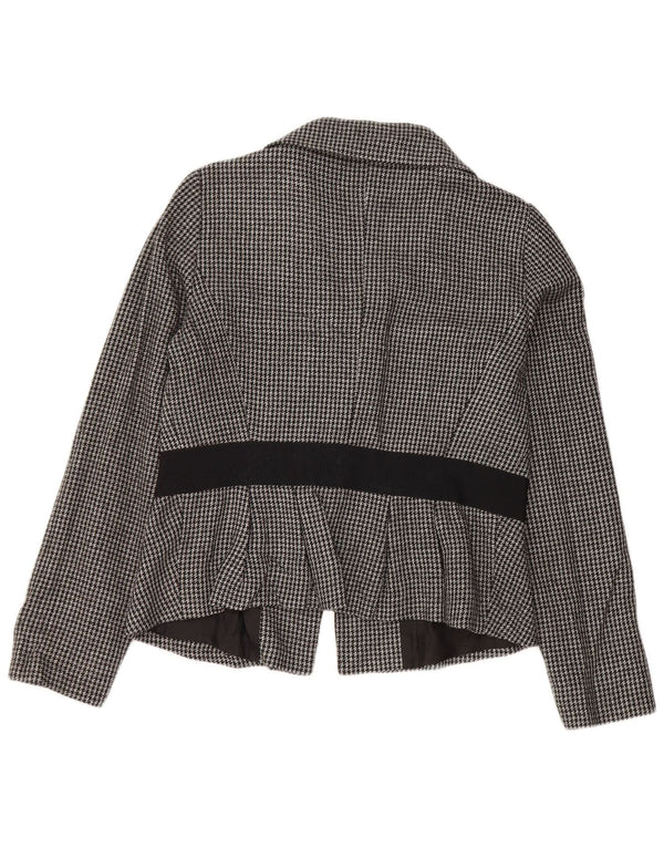 Max & Co. Crop 2-Knopf-Blazer für Damen, UK 14, Mittelgrau mit Hahnentrittmuster