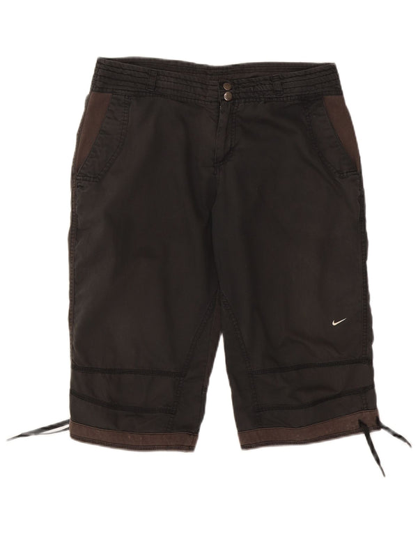 Nike Damen Graphic Chino Shorts UK 12 Medium W30 Schwarze Colourblock-Baumwolle