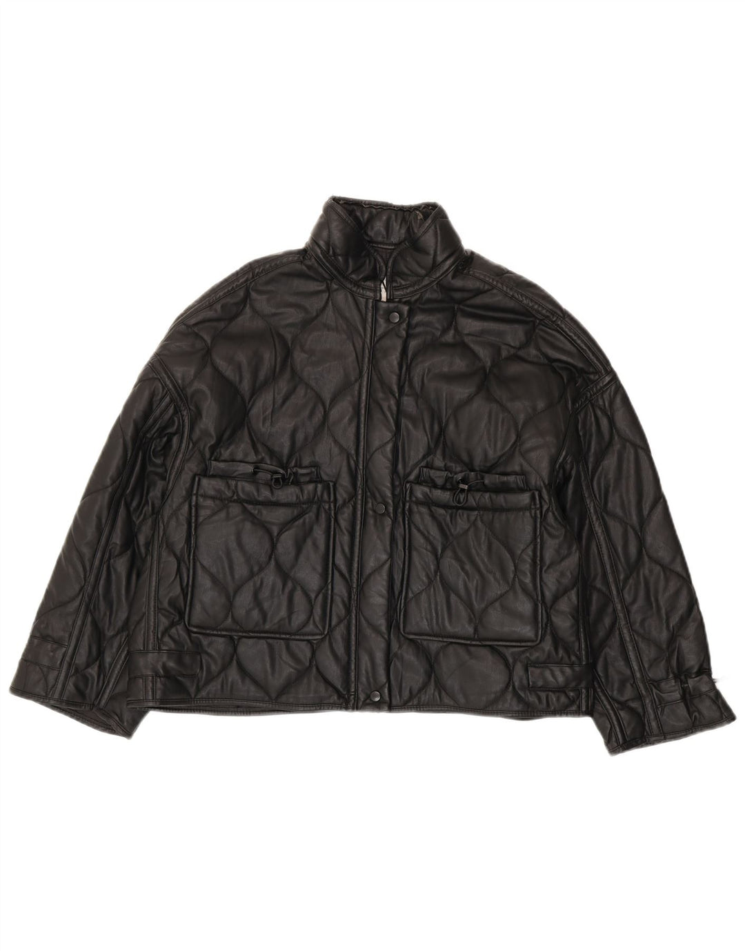 Zara Damen Übergroße Steppjacke UK 10 Small Schwarz Polyester