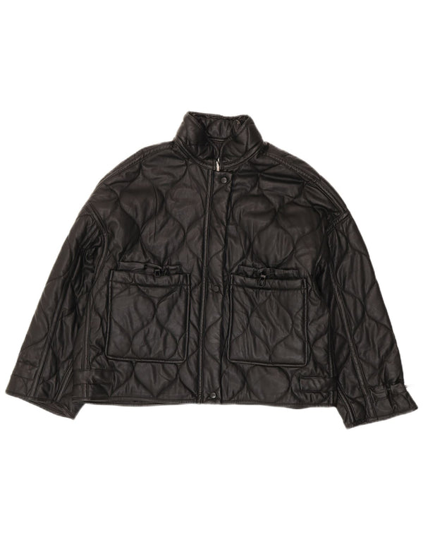 Zara Damen Übergroße Steppjacke UK 10 Small Schwarz Polyester