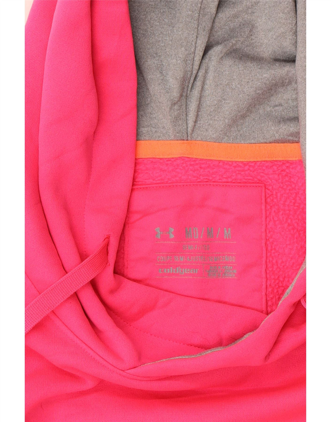 UNDER ARMOUR Womens Graphic Hoodie Jumper UK 14 Medium Pink Polyester Vintage Under Armour and Second-Hand Under Armour from Messina Hembry 