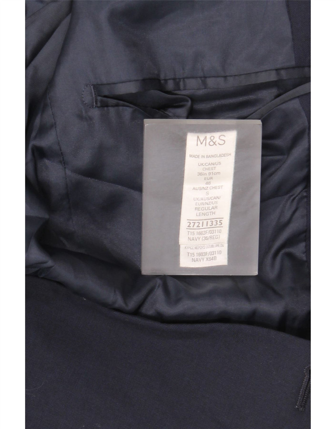 Marks & Spencer Herren-Blazer mit normaler Passform, Gr. 36, Marineblau
