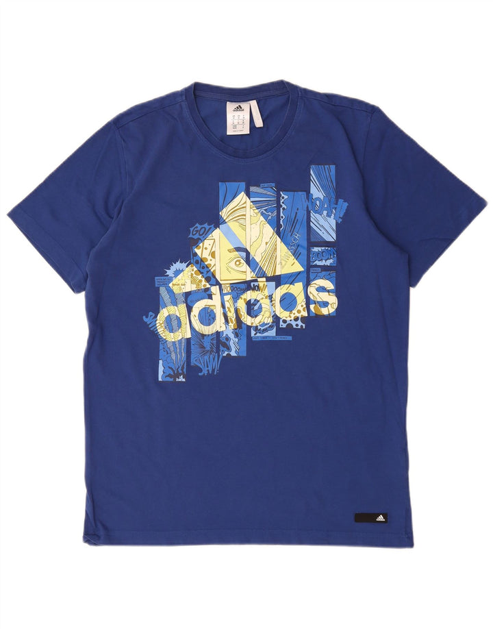 Adidas Herren Climalite Graphic T-Shirt Top aus mittelblauer Baumwolle
