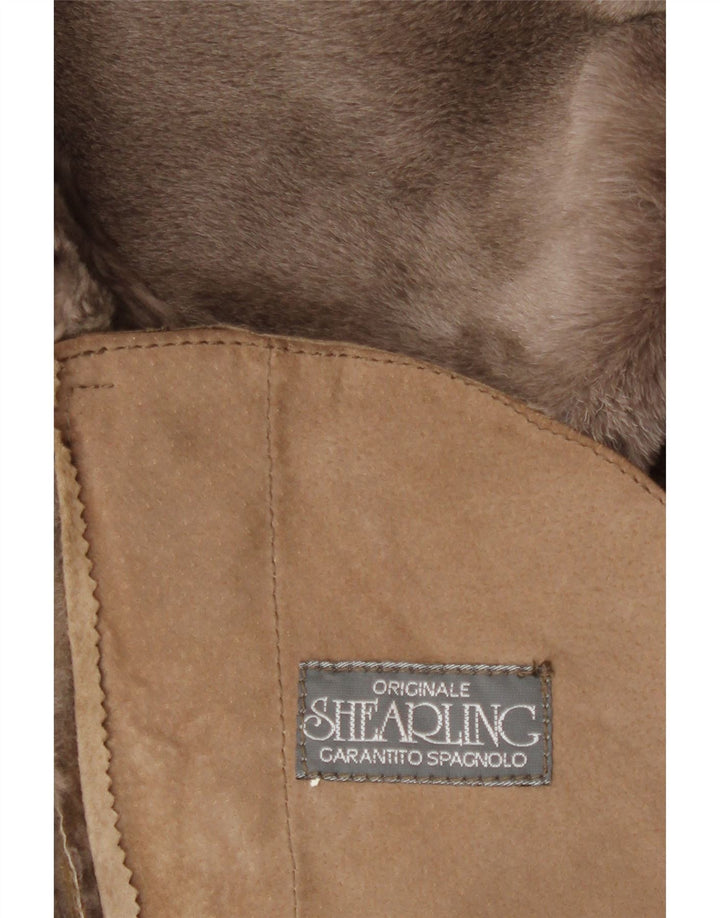 Vintage Damen Shearling Mantel UK 18 XL Beige Shearling