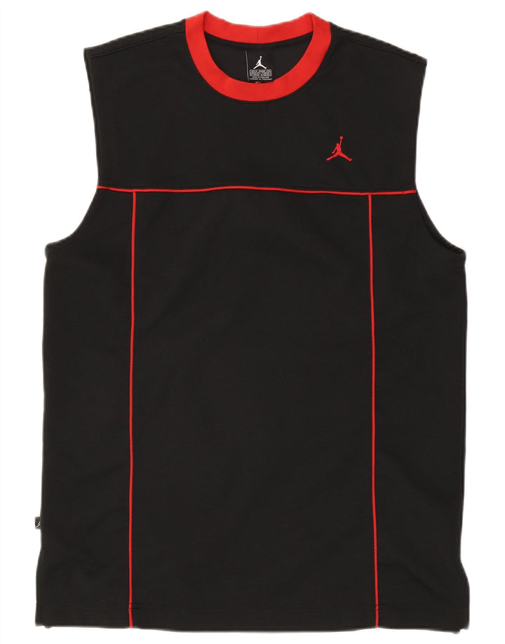 Jordan Herren Weste Top UK 39/41 Mittelschwarz gestreift Polyester