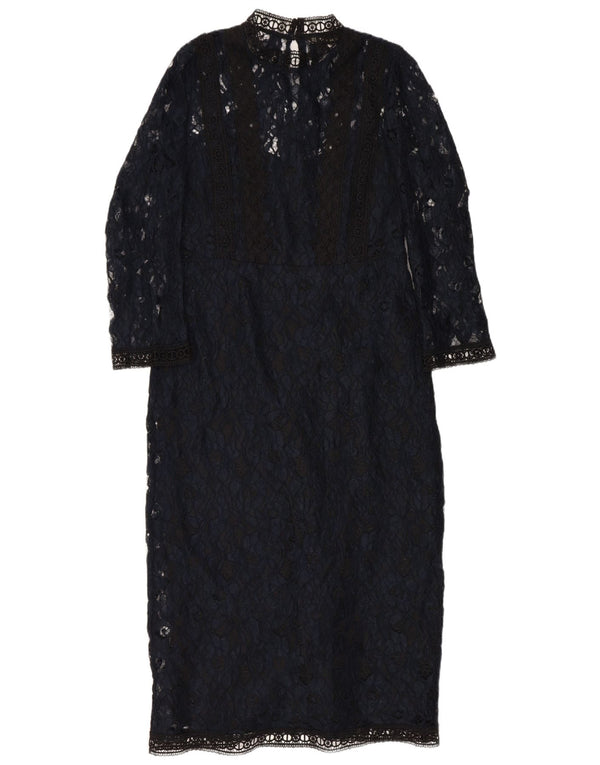 Durchsichtiges Spitzen-Maxikleid von Zara für Damen, Größe M, Marineblau, geblümt