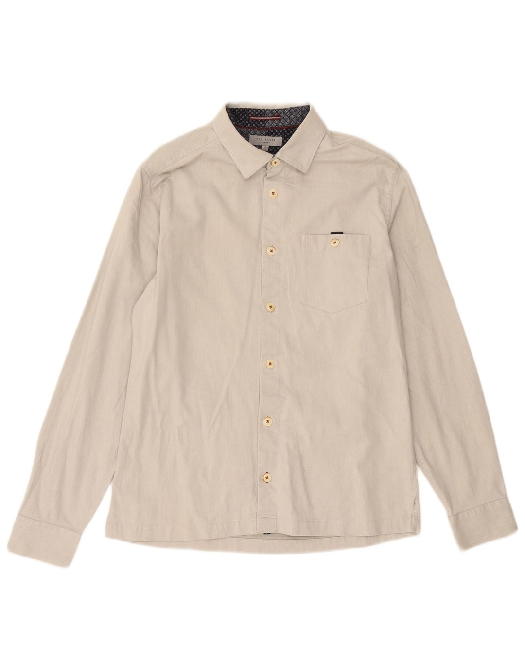 Ted Baker Herrenhemd, Größe 3, klein, cremefarbene Baumwolle