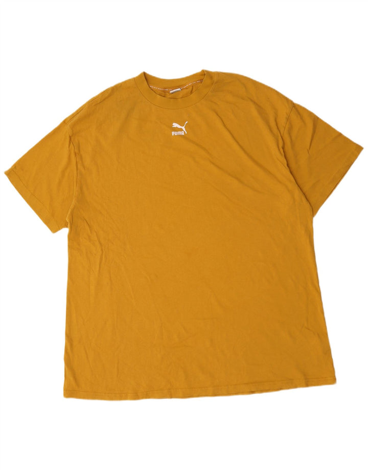 Puma Herren Loose Fit T-Shirt Top Mittelgelbe Baumwolle