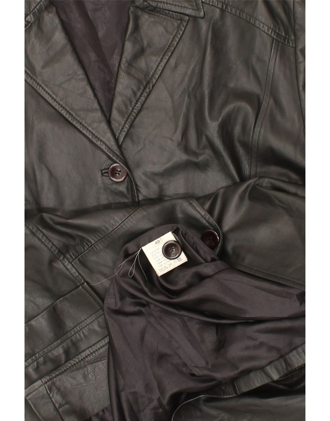VINTAGE Womens Leather Coat IT 49 XL Black Leather Vintage Vintage and Second-Hand Vintage from Messina Hembry 