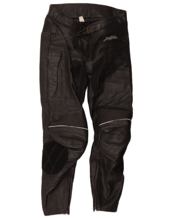 Buffalo Herren Motorstyle Lederhose UK 42 Medium W32 L27 Schwarz