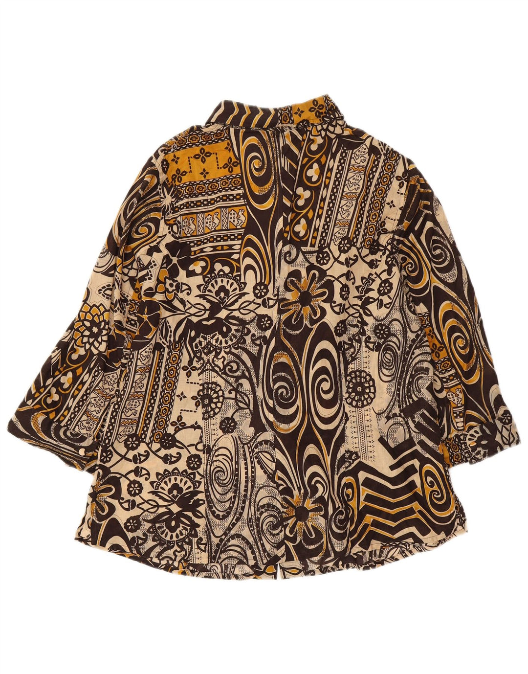 DOMINEW Damen-Hemdbluse mit 3/4-Ärmeln, IT 50 XL, braun, geblümt, Baumwolle